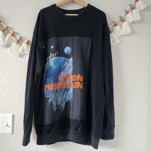 3.1 Phillip Lim Moon Mountain Go Higher Black Graphic Terry Crewneck Sweatshirt